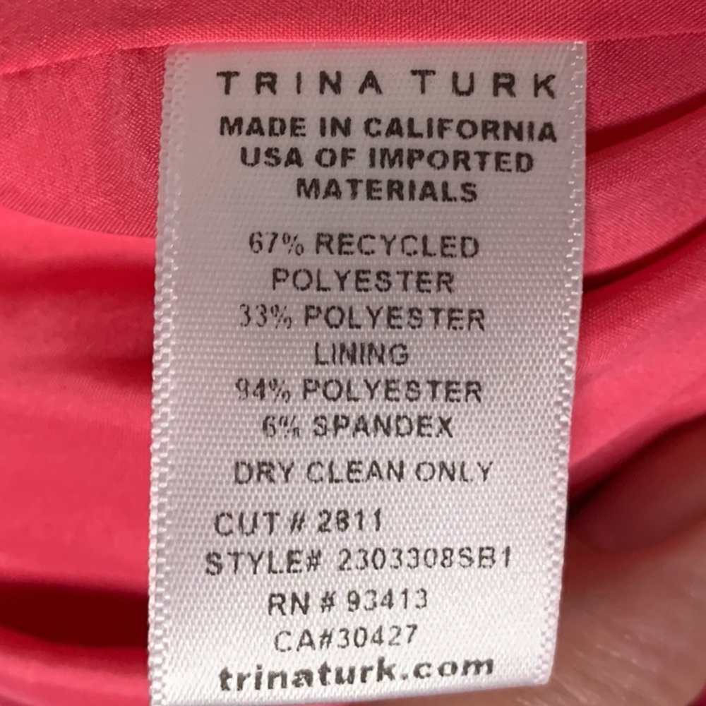 Trina Turk Size 4 Pink Drape Front Feminine Flowy Summertime Barbie Dress - Picture 4 of 5